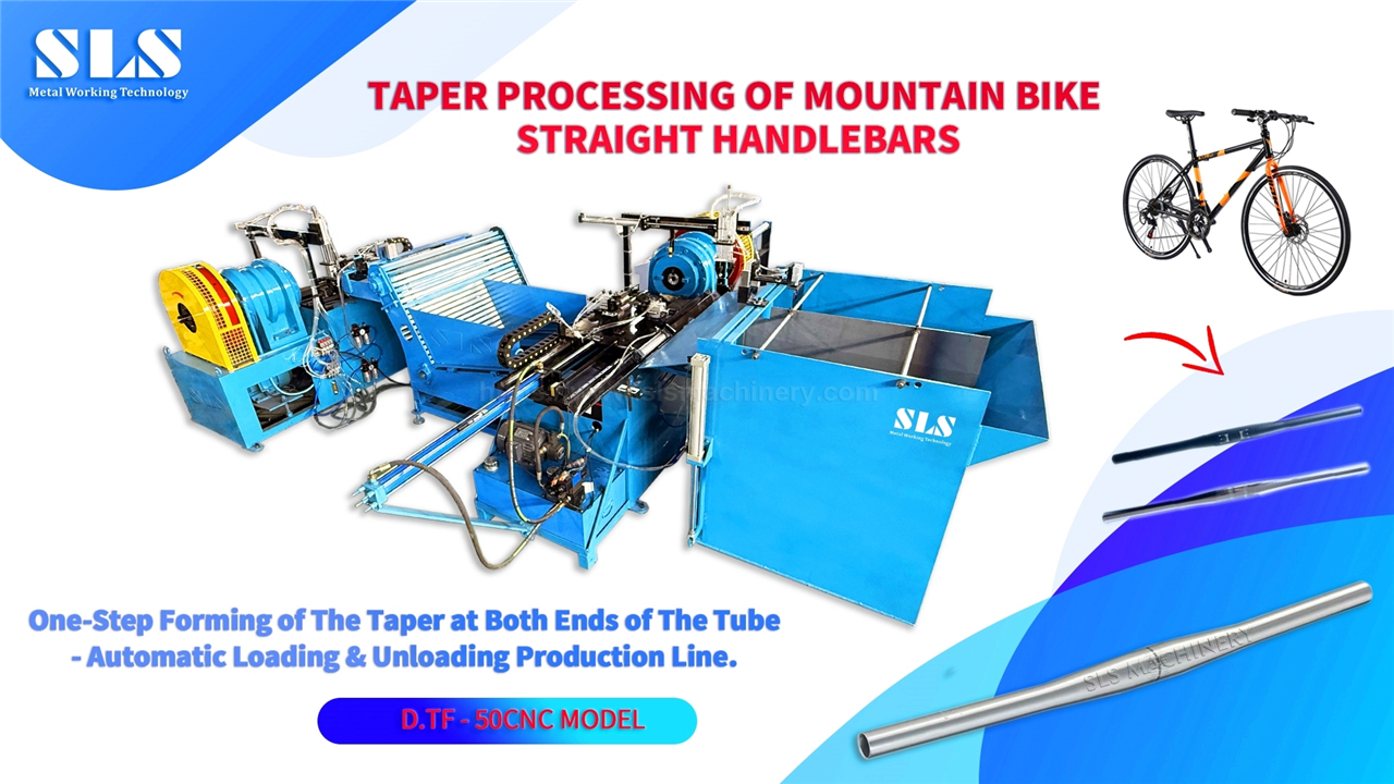 Formação cônica de ambas as extremidades do tubo para guidões retos de mountain bike | Linha de produção CNC 